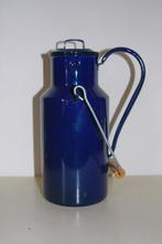 Vintage blauw emaille melkkan met hengsel en deksel, Ophalen of Verzenden