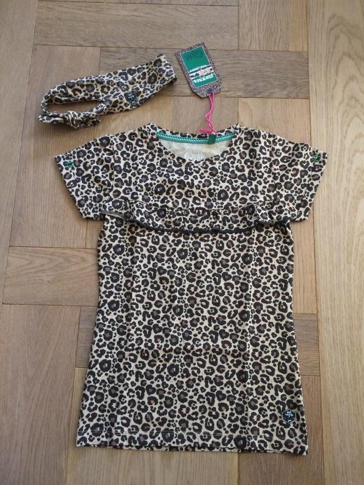 NIEUW luipaardprint shirtje met haarband Quapi 134/140, Kinderen en Baby's, Kinderkleding | Maat 134, Nieuw, Meisje, Shirt of Longsleeve