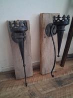 2 x grote stoere wandkandelaars !!, Ophalen of Verzenden, Zo goed als nieuw, Hout, Minder dan 25 cm