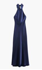 NIEUW! SATIJNEN GALA JURK BLAUW PRACHTIGE STOF MT 36 / S, Galajurk, Blauw, Nieuw, Ophalen of Verzenden