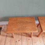 Lucky Vintage set van 2 Vintage brutalist bijzettafels, Ophalen, Gebruikt, Brutalist, Hout