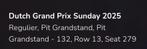1 kaart F1 Zandvoort zondag 31 augustus 2025, Eén persoon, Augustus