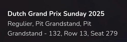 1 kaart F1 Zandvoort zondag 31 augustus 2025, Tickets en Kaartjes, Sport | Overige, Eén persoon, Augustus