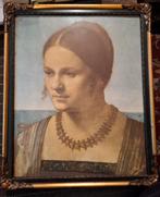 Antieke Print in Lijst - Portret van een Dame, Ophalen of Verzenden