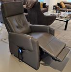 Grijze lederen sta op stoel, Huis en Inrichting, Fauteuils, Ophalen, Gebruikt, 50 tot 75 cm, Leer