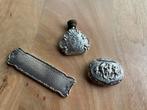 Setje antiek zilver, kammetje, pillendoosje, parfumflesje, Ophalen of Verzenden, Zilver