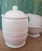 Witte Banden Pot met Deksel, porselein, Ophalen of Verzenden