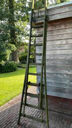 Vintage houten schuif ladder, Doe-het-zelf en Verbouw, Ladders en Trappen, Ophalen, Gebruikt, Ladder, 4 meter of meer