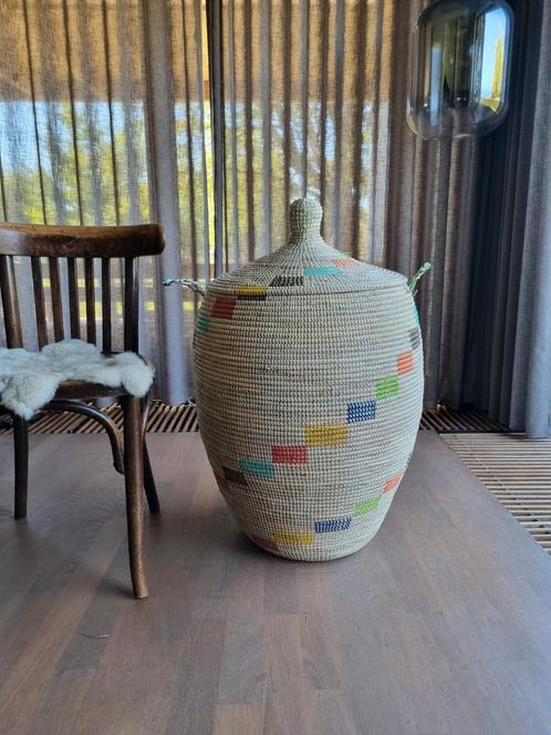 Afrikaanse wasmand creme handgemaakt in Senegal, Huis en Inrichting, Woonaccessoires | Vazen, Nieuw, Overige kleuren, Minder dan 50 cm