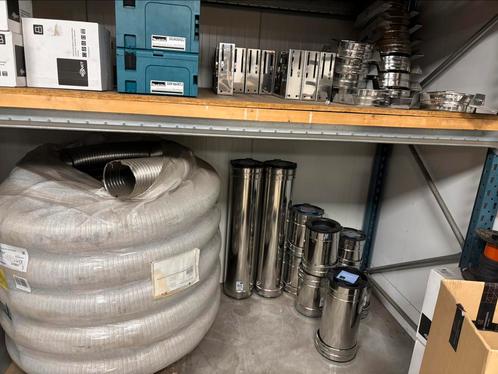 Partijs kachel afvoer graag in een koop, Doe-het-zelf en Verbouw, Buizen en Afvoer, Zo goed als nieuw, Rvs, Minder dan 2 meter