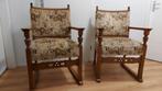 Twee prachtige antieke eiken armstoelen, eetkamerstoelen, Huis en Inrichting, Stoelen, Ophalen, Hout, Gebruikt, Twee