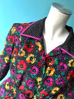 Vintage originele jaren 80 jurk zwart/gebloemd maat 46, Kleding | Dames, Verzenden, Vintage, Gedragen, Jurk
