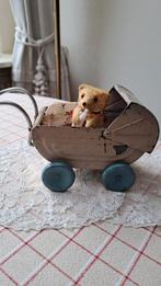 POPPENWAGENTJE ANTIEK 13X10 CM- KAPJE  VERSTELBAAR, Verzenden