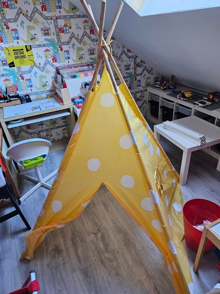 Leuke Tipi Tent - Geel met Witte Stippen, Ophalen, Zo goed als nieuw