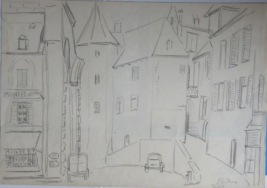 Douwe van der Zweep potloodtekening "Parlat (Plein)", gesign, Antiek en Kunst, Ophalen