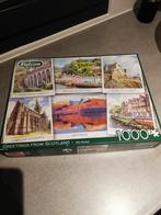 Falcon puzzel Greetings from Scotland, 1000 stukjes, Ophalen of Verzenden, 500 t/m 1500 stukjes, Zo goed als nieuw, Legpuzzel
