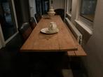 Grote eettafel met bankje en vier stoelen, Huis en Inrichting, Complete inboedels, Ophalen