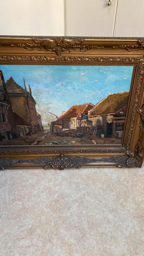 Boeren erf  Reinier Sybrand Bakels (1873-1956), Antiek en Kunst, Kunst | Schilderijen | Klassiek, Ophalen of Verzenden