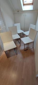5 witte keuken / eetkamer stoelen, Ophalen, Gebruikt, Modern en strak, Wit