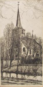Marius Janssen (1885-1957): “Hillegersberg Dorpskerk”, ets, Antiek en Kunst, Kunst | Etsen en Gravures, Ophalen of Verzenden