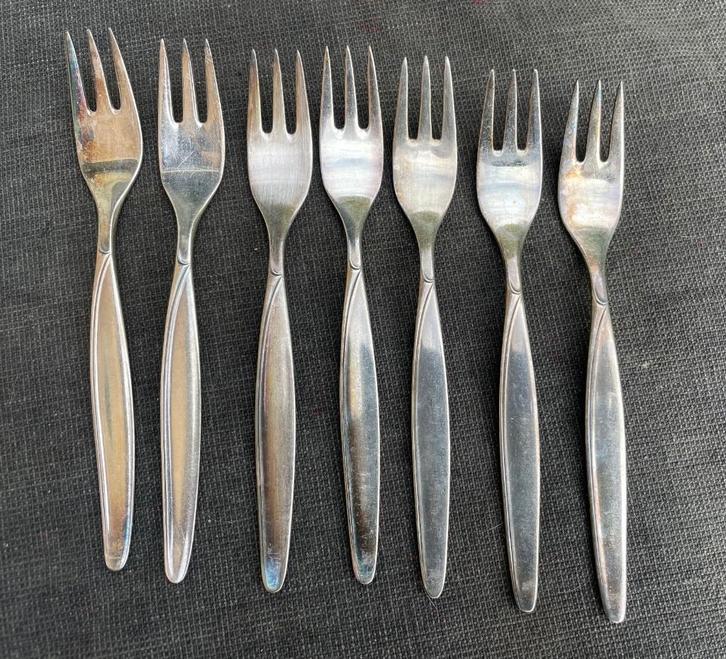 8 delen verzilverde ontbijt vorkjes gemerkt Auehrhahn 90., Antiek en Kunst, Antiek | Bestek, Ophalen of Verzenden