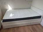 Tweepersoonsbed ASKVOLL + lattenbodem + laden + matras 190, Ophalen, Tweepersoons, 190 cm of minder, Zo goed als nieuw
