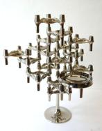 Vintage BMF kandelaar Fritz Nagel chroom 60's, Gebruikt, Ophalen of Verzenden, Metaal, Kandelaar