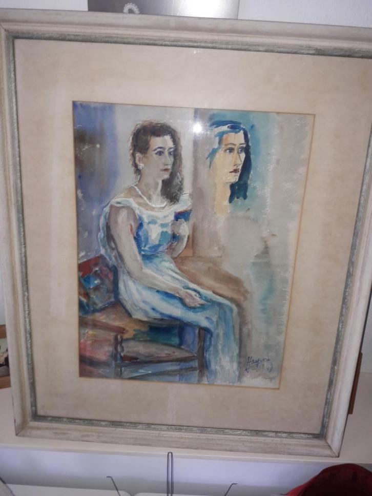 Schilderij Henk Jaspers, vrouwenportret, Antiek en Kunst, Kunst | Schilderijen | Klassiek, Ophalen of Verzenden