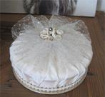 Brocant doosje met fraaie versiering van tule - Shabby Chic, Ophalen of Verzenden
