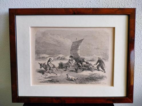 Div. China Hongkong Gravure Opium Wagen Zeil Rechtbank 1860, Antiek en Kunst, Kunst | Etsen en Gravures, Ophalen of Verzenden