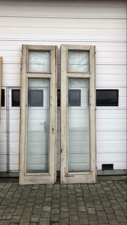 Prachtige antieke of vintage  ensuite glasdeuren, Doe-het-zelf en Verbouw, Deuren en Horren, Zo goed als nieuw, Binnendeur, 215 cm of meer