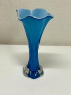 Mooie Murano vaas - Blauw glas opaline, Ophalen of Verzenden