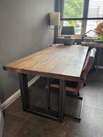Stoere eettafel massief eiken (Model Ultima) – 220 x 100 cm, 100 tot 150 cm, 200 cm of meer, Ophalen of Verzenden, Zo goed als nieuw
