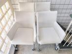 Leren stoelen 4 stuks met armleuning en wieltjes, Ophalen, Wit, Leer