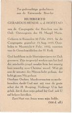Broeder Gerardus vd Hofstad 1915 Rosmalen +1952 Maastricht, Verzenden, Bidprentje