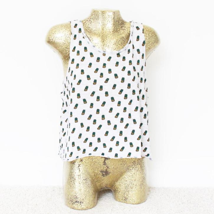 Atmosphere Ananas Topje (Maat 38) - 24 € 10,-, Kleding | Dames, Tops, Zo goed als nieuw, Maat 38/40 (M), Grijs, Zonder mouw, Ophalen of Verzenden