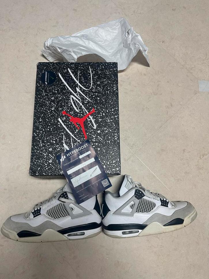 Air Jordan 4 Military Black Maat 44, Kleding | Heren, Schoenen, Gedragen, Sneakers of Gympen, Zwart, Ophalen of Verzenden