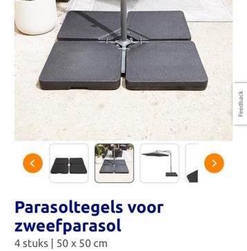 4 kunststof PARASOLTEGELS vulbaar 50 x50 cm beschikbaar voor biedingen