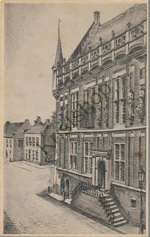 Kampen - Stadhuis trapgevel [KRST005-3271, Verzamelen, Ansichtkaarten | Nederland, Ongelopen, Overijssel, 1940 tot 1960, Verzenden