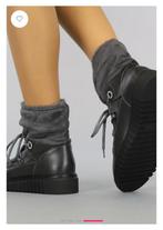 €8!! GRIJZE GEVOERDE WINTERLAARZEN MET VETER, Ophalen, Nieuw, Sneakers of Gympen, Grijs