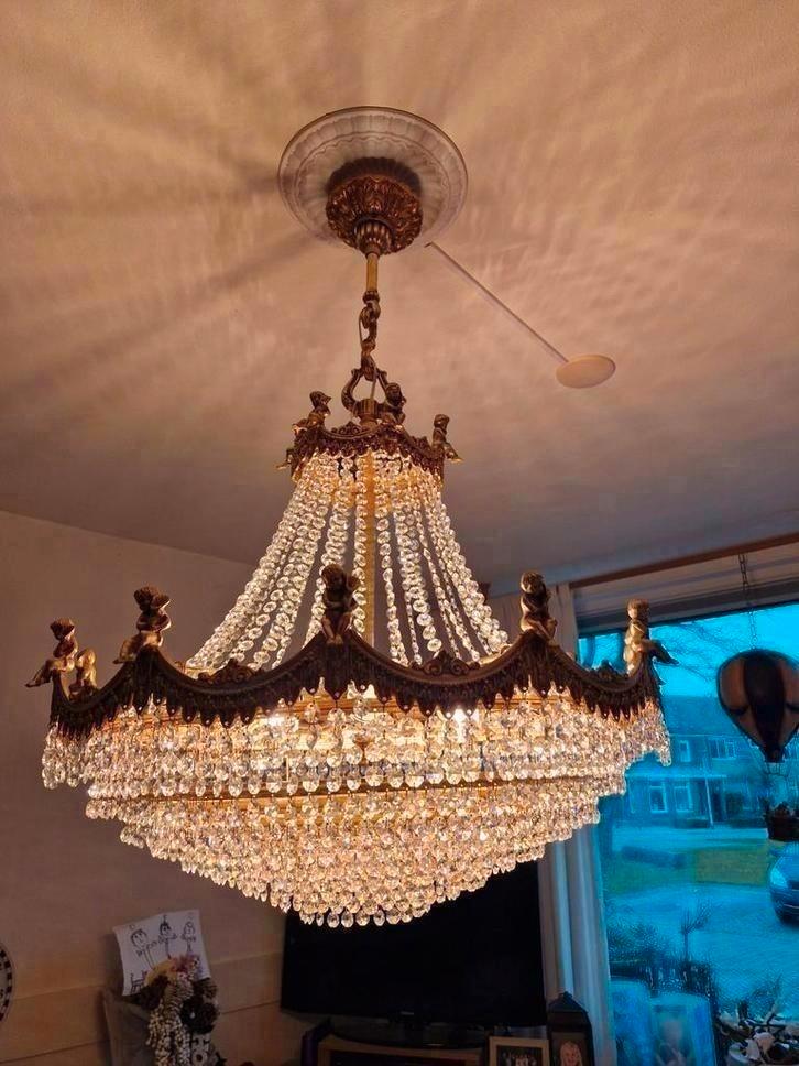 Grote swarovski kristallen cupido engelen kroonluchter, Huis en Inrichting, Lampen | Kroonluchters, Zo goed als nieuw, Ophalen of Verzenden