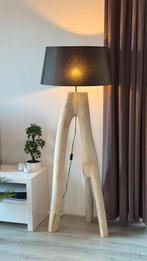Houten Tripod lamp, Huis en Inrichting, Lampen | Vloerlampen, Ophalen, Zo goed als nieuw, Hout, 150 tot 200 cm