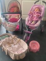 TWEE BABYBORNPOPPEN MET BUGGY EN POPPENWAGEN, Kinderen en Baby's, Speelgoed | Poppen, Ophalen of Verzenden, Zo goed als nieuw