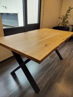 Stevige houten tafel met zwarte poten (160x90), Ophalen, 50 tot 100 cm, Zo goed als nieuw, 150 tot 200 cm