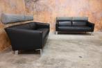 ZGANieuw 2 zwarte leren Leolux Patachou design banken, Metaal, Leolux, Leolux, Design