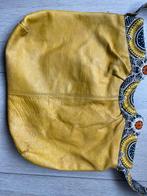 Te koop: grote leren tas, geel, gedragen, Sieraden, Tassen en Uiterlijk, Tassen | Damestassen, Ophalen of Verzenden, Geel