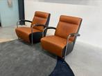 2 Als nieuw Leolux Scylla Hoog Fauteuils Bruin zwart leer, Huis en Inrichting, Fauteuils, Leolux, Ophalen of Verzenden, Zo goed als nieuw
