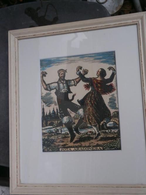 2 Spaanse INGELIJSTE Gravures van Castella Marti, Antiek en Kunst, Kunst | Etsen en Gravures, Ophalen of Verzenden