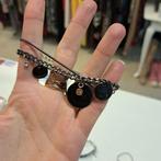 Pilgrim danish design armband met zwarte hangertjes nr 44671, Staal, ., Zwart, Ophalen of Verzenden