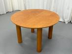 Ronde uitschuifbare design tafel – wortelnotenhout fineer, Ophalen, Rond, Zo goed als nieuw, 75 cm of meer